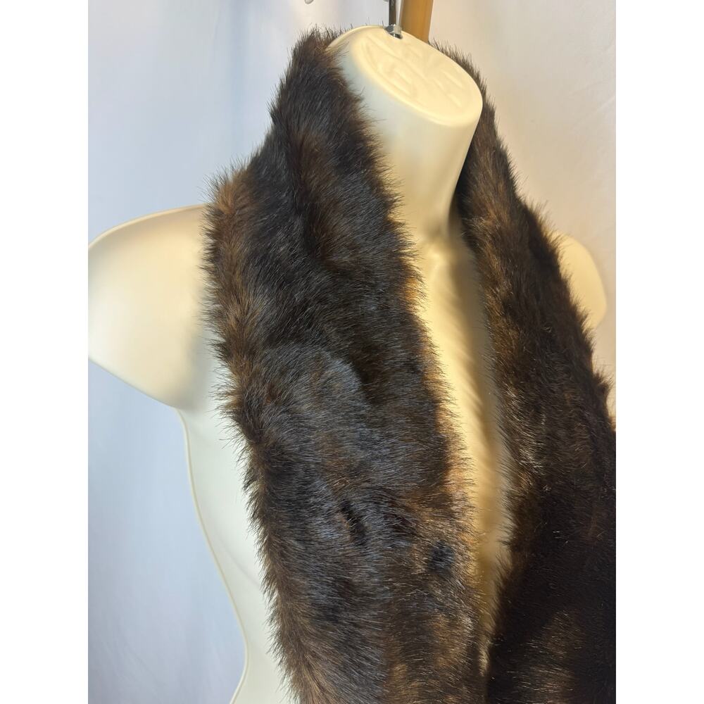 Sable Faux Fur Infinity Scarf – Dark Brown